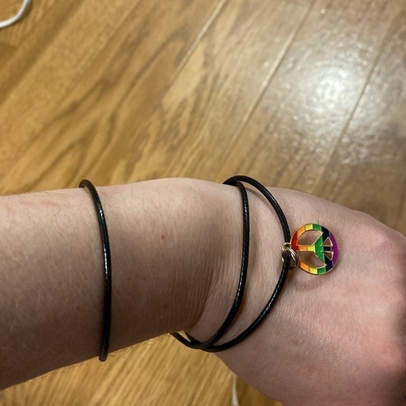 Peace Sign Rainbow  Pendant Black Necklace / Bracelet (Adjustable) - Picture 6 of 8